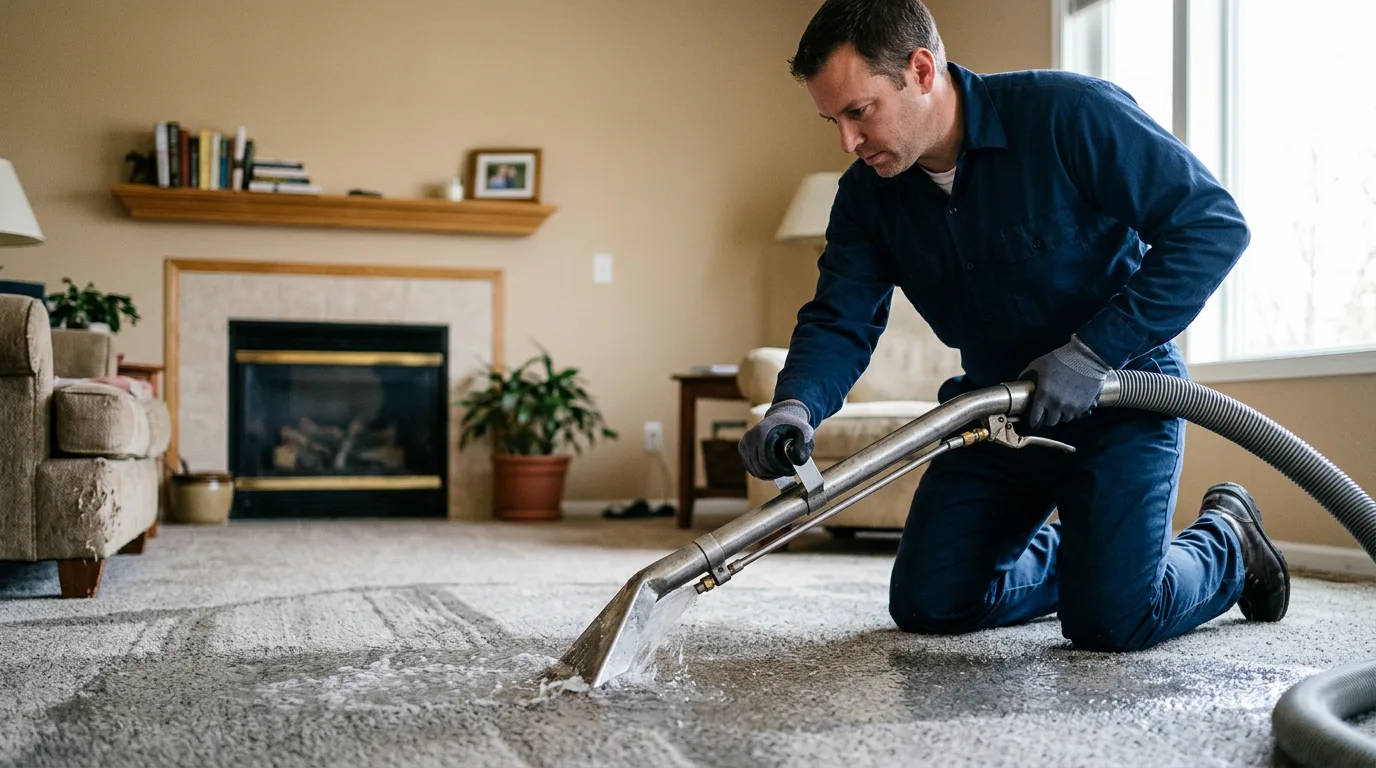 Water damage restoration technician working near De Valls Bluff, AR